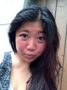 Red-faced, makeup-free, fresh from the sauna.