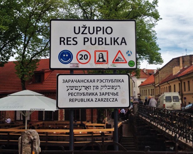This sign greets you upon arrival in Užupis.